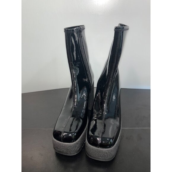 Jeffrey Campbell Womens Black‎ Patent Leather Platform Boots Chunky Heels Sz 10 - Picture 3 of 12